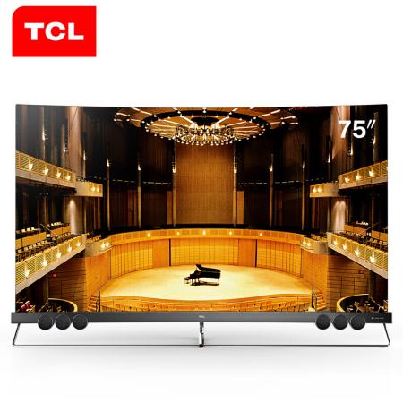 TCL 75X5 75英寸 超薄曲屏4k超高清语音 智能网络液晶电视机 银色 