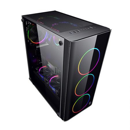TT 途腾K31 炫彩版  RGB风扇*4 电脑台式机游戏水冷机箱 黑色