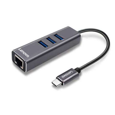 联想 拓展坞A615 Type-C转接头 USB-C转换器分线器网线接口转接线USB HDMI USB3.0*3灰