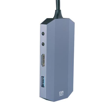 DM CHB015 0.15米 深灰色 Type-C扩展坞转HDMI转接头网线接口转换器USB3.0HUB分线器千兆网口