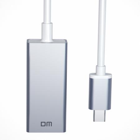 DM CHB017 磨砂银 TYPE-C转千兆网线接口连接器  苹果Mac小米盒子笔记本电脑外置以太网口转换器 
