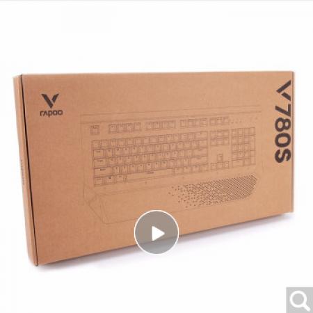 雷柏 V780S 单色背光 铝合金面板有线机械键盘 黑色光轴
