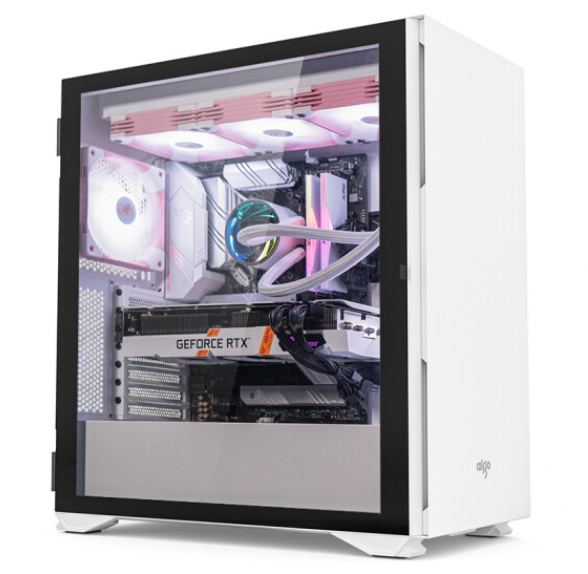 爱国者（aigo） YOGO K1 玻璃侧透 U3 全侧透游戏水冷台式电脑机箱 白色