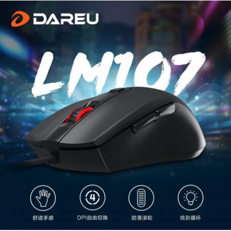 达尔优（DAREU）LM107 光电鼠标 电竞有线 家用办公（适用于台式电脑笔记本 LOL吃鸡） 黑色