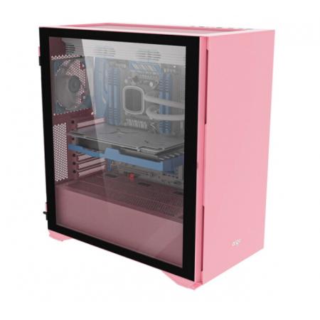 爱国者（aigo） YOGO K1 玻璃侧透 U3 全侧透游戏水冷台式电脑机箱 粉色