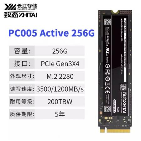 致态（ZhiTai）长江存储PC005 256G M.2接口台式机笔记本SSD固态硬盘