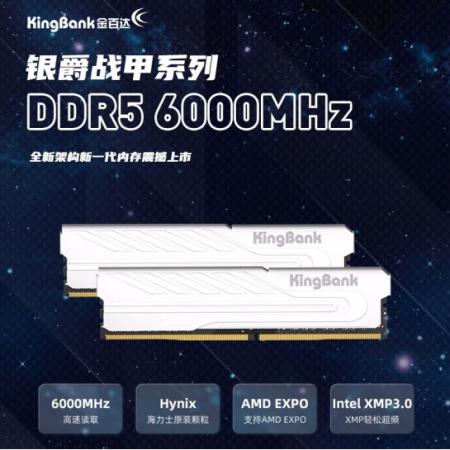 金百达 （KingBank）银爵 8G 6000 DDR5台式机马甲内存条