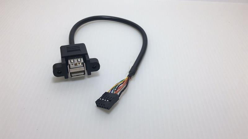 杜邦9孔转USB双层母头 带耳朵  纯铜线芯 屏蔽网 机箱内置线30公分