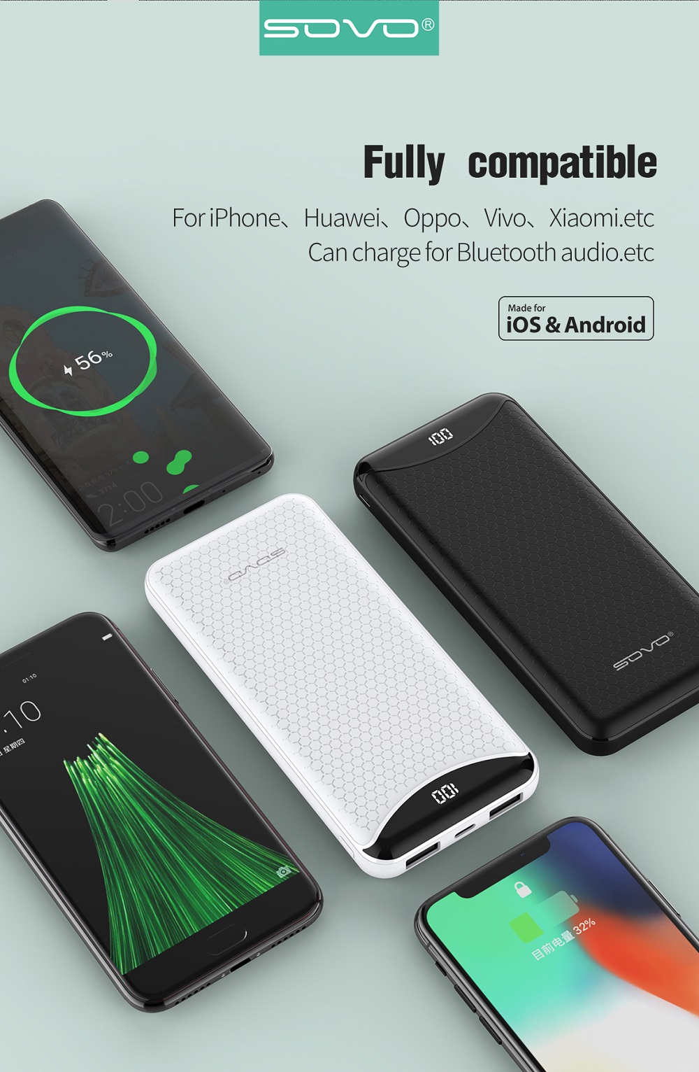X07移动电源10000 双USB 超薄聚合物 2.1A快充 手机充电宝 白色